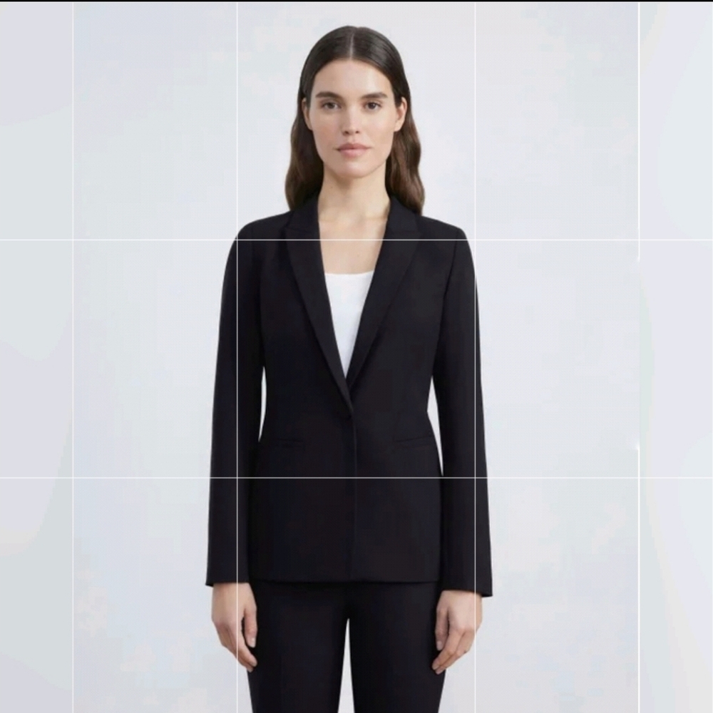 Lafayette 148 Black Blazer Size 2 Stretch One Button Notch Collar Business